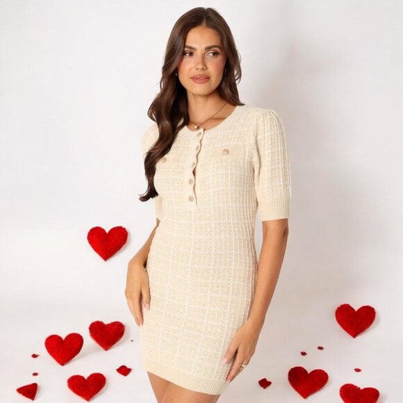 NWT En Saison Paige Mini Dress Light Taupe - Picture 4 of 7